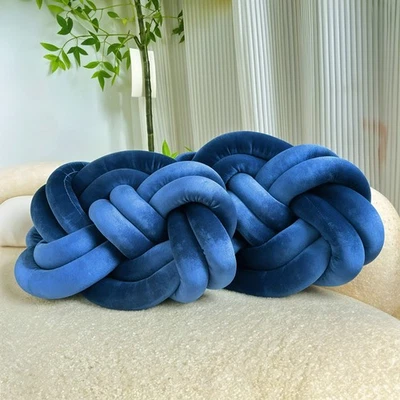 Knot Pillow Hand-woven Sofa Throw Pillow Plush Cushion for Living Room 45x35cm - Image 1 of 4
