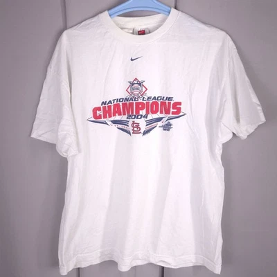 Vtg 2004 St Louis Cardinals Nike T Shirt XL White NL Champs Baseball Graphic Tee - Image 1 of 4