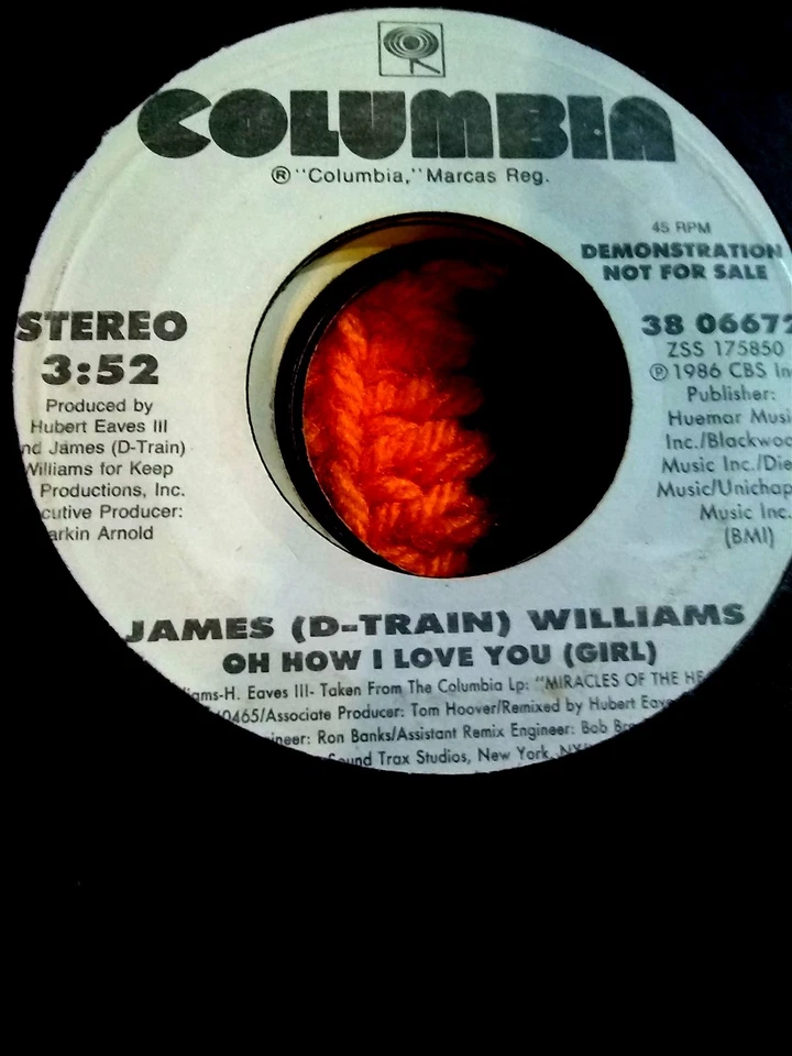 James (D-Train) Williams, Oh How I Love You (Girl) ~ 1986 Columbia promo 45 +slv Foto 1 de 1