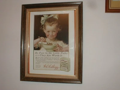 Antique Style Kellogg’s Corn Flakes Worldwide Advertising Print c.1900s Framed - Image 1 of 3