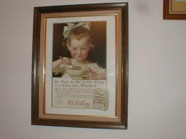 Antique Style Kellogg’s Corn Flakes Worldwide Advertising Print c.1900s Framed - Image 1 of 3