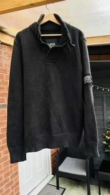 Superdry Mens Black Cotton High Neck Pullover Jumper XL  - Image 1 of 4
