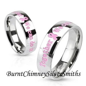 Cancer Awareness Ring Stainless Steel Band "Together We can do it" - Picture 1 of 8