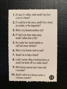 Simpsons LOSER TAKES ALL Stupid Card #15  GAME REPLACEMENT QUESTION CARD 2001 - Picture 1 of 3
