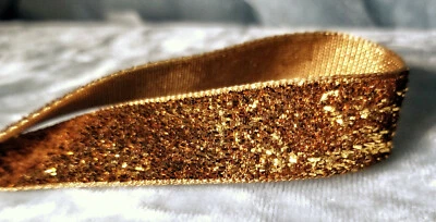 MANY COLORS Glitter Velvet Ribbon 1 yard 100% Nylon Metallic woven 5/8" - 3/4" - Image 1 of 2