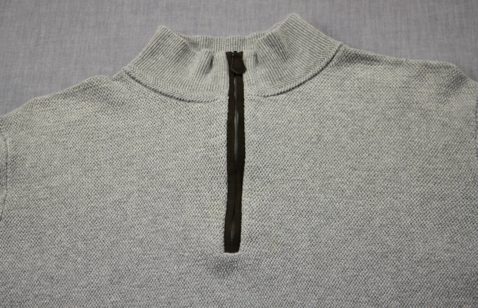 Jos A Bank Reserve Mens Gray Cashmere Blend 1/4 Zip Mock Neck Waffle Sweater  L - Image 1 of 3