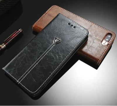 Luxury Leather Fashion Case iPhone 5 SE 6 7 8 Plus X Xs Wallet Kickstand + Glass - Image 1 of 3