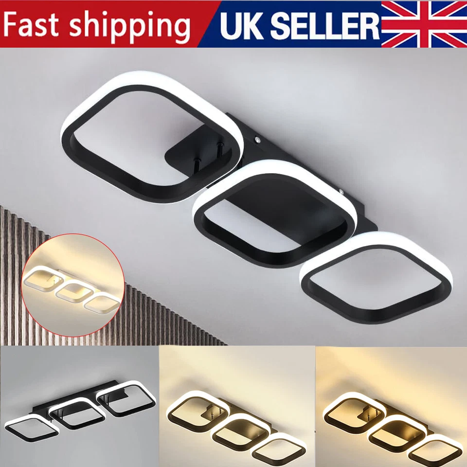 Modern Chandelier LED Lamp Black / White Frame Ceiling Light Living Room Lights