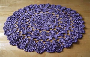 Handmade Crochet Purple Round Doily Centerpiece - Picture 1 of 4