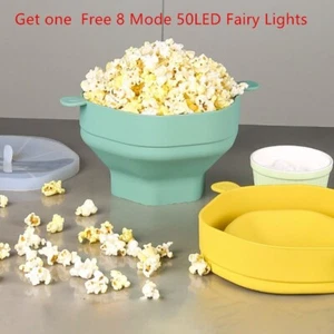 High Temp Resistant Microwave Popcorn Bucket Silicone Bowl (Fairy Lights Free) - Picture 1 of 16