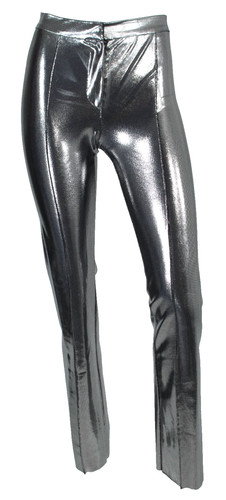 Pantaloni MOSCHINO CHEAP & CHIC vintage argento metallizzato maglia lama gamba dritta 38