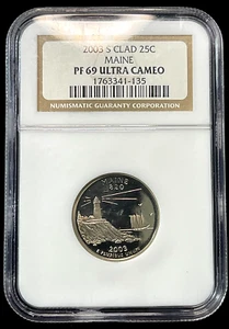 2003 S Clad Maine 25c State Quarter NGC PR69 Ultra Cameo-(4012W) - Picture 1 of 2
