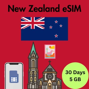 New Zealand Prepaid Travel eSIM Card 5GB Data 4G Lte 30 Days - Zdjęcie 1 z 2