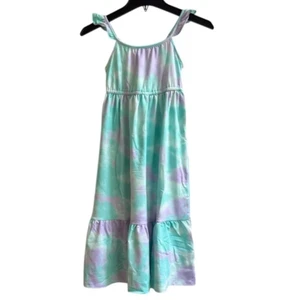 32 Degrees Youth XS 5-6 Purple Teal Tie Dye Flutter Sleeve Tiered Dress - Picture 1 of 4