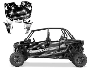Kit de calcomanías gráficas Polaris RZR 4 XP 2019-22 Turbo S Tattered American Flag BW - Imagen 1 de 4