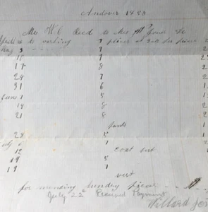 Laundry Receipt to Willard Jones Andover 1858 - Picture 1 of 7