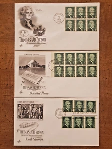 U.S. #1278; 1278a; 1299 JEFFERSON ARTCRAFT FIRST DAY COVERS, UNAD. - Picture 1 of 8