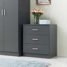 3 cassetti Camera da letto Armadio comodino Cassettiera grigio scuro