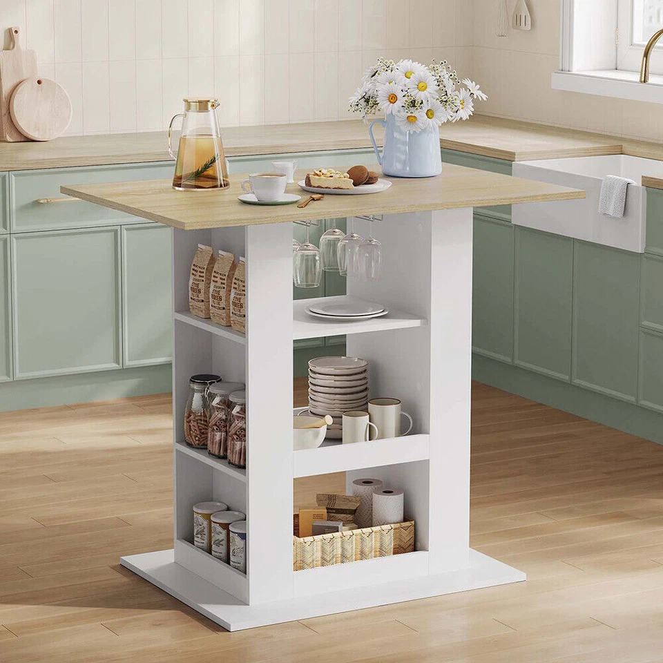WOLTU Bartisch mit 3 Ablagefächern Stehtisch Esstisch Küchentheke Tresentisch - Bild 1 von 4
