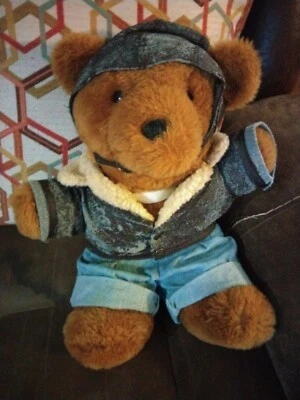  18” AEROPOSTALE AVIATOR TEDDY BEAR PILOT WITH LEATHERETTE JACKET Foto 1 de 4