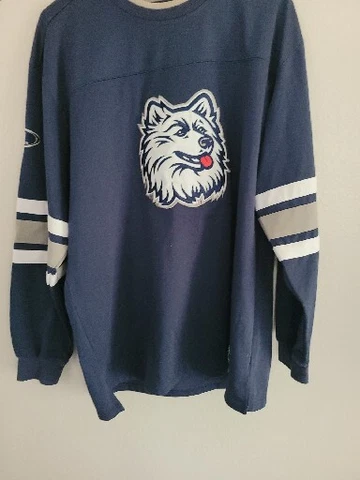 Vintage Ncaa UConn Huskies Connecticut Hockey Jersey Mens Size L Blue Cover