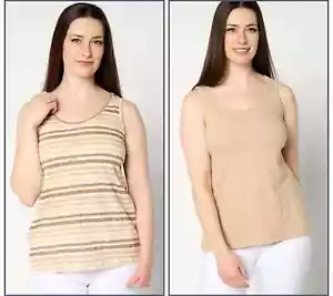Isaac Mizrahi Bridgehampton 2er Set Slub Knit Tank Tops - Neutral - Large - A646528 - Bild 1 von 3