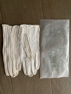 Винтажные женские кружевные кожаные перчатки размер 7 официальная оригинальная упаковка - Изображение 1 из 4