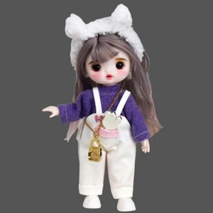 16cm Mini Girl Doll Toy Kids Birthday Gift Doll and Removable Clothes Wigs Set - Picture 1 of 14