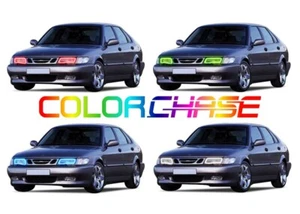 Color Chasing LED Headlight Flow Halo kit for Saab 9/3/2016 99-03 - Picture 1 of 10