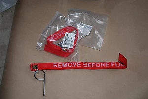 AIRCRAFT REMOVE BEFORE FLIGHT FLAG W/PIN 1670-01-127-4406 15" LONG 1" WIDE 2 EA - Picture 1 of 1