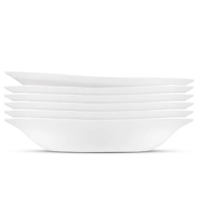 Parma Set Of 6 Pasta Bowls And Soup Plates 8.75 Inch Tempered Opal Glass Clean W - Image 1 of 4