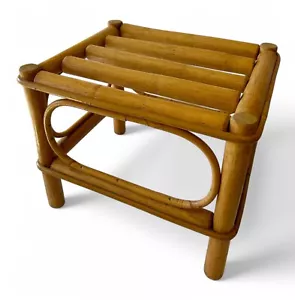 Vintage bamboo stool side table plant stand foot stool square 1980's AUSTRALIA - Picture 1 of 8