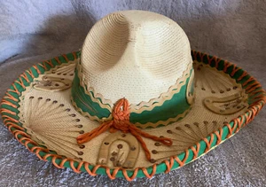 Sombreros Ornate Horsehoe Design Mexican Mariachi Hat Small Size Herrera Montiel - Picture 1 of 9