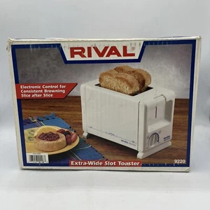 Vintage Rival Electronic Wide Slot Toaster 2 Slice Model 9220 White Plug In NEW - Picture 1 of 5
