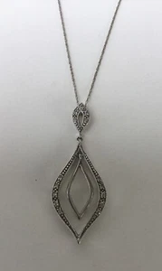 RARE Designer Silpada 10kt White Gold Diamond Double Leaf 24.5โ Necklace Pendant - Picture 1 of 17