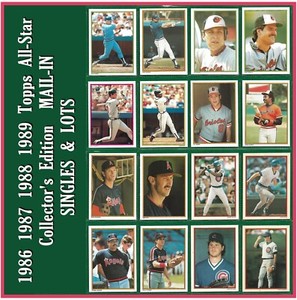 Topps All-Star  MAIL-IN Boston California Chicago NY 1986 - 1989 -SINGLES & LOTS