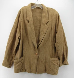 VINTAGE Margaret Godfrey Bagatelle Blazer Women 12 Brown Textured Slub Cottage - Picture 1 of 12