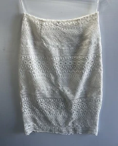 Crochet Knit Staple Midi Pencil Skirt White Size 10 Women’s Regular Zip Up. - Picture 1 of 7