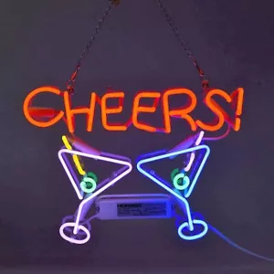 US STOCK 14"x10" Cheers Cup Acrylic Neon Sign Light Lamp Decor Man Cave Beer JY - Picture 1 of 1