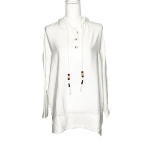 Top túnica Ikoll crudo arrugado con capucha con cuentas cordón para mujer grande nuevo con etiquetas - Imagen 1 de 6