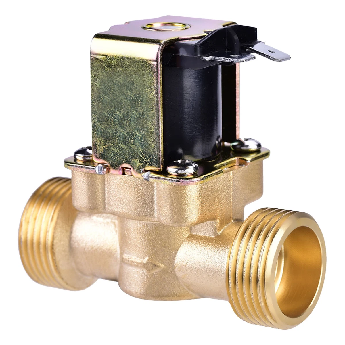 Baomain Magnetventil Messing, DC 24V, Normalerweise Geschlossen, Für Wasser/Luft/Öl, 3/8"