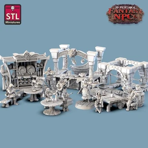Inn and Tavern NPC Set | Tabletop Scale | D&D TTRPG Miniature | STL Miniatures - Picture 1 of 13