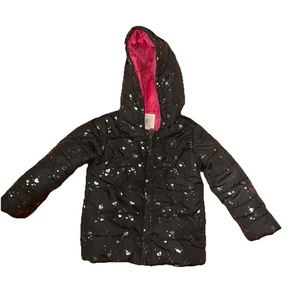 Gymboree Black Silver Hearts Puff Puffer Coat Jacket 2T 3T - Picture 1 of 5