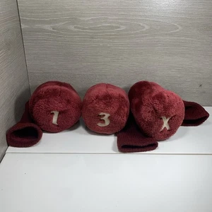 Copricapo mazza da golf vintage fuzzy rosso scuro stile peluche 1 3 x legno - Foto 1 di 7