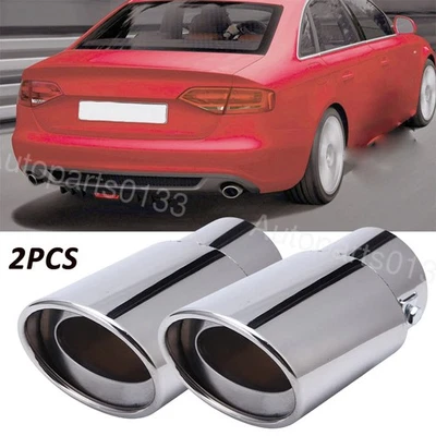 2X For Audi A4 A5 A6 A7 A8 Exhaust Pipe Rear Tail Muffler Stainless Steel Tip — 第 1/4 张图片
