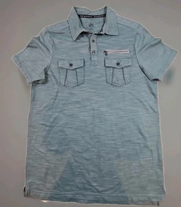 Rock & Republic Polo Shirt Zipper Pocket Blue/Green Men's Medium  - Picture 1 of 8