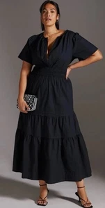 Anthropologie Somerset Maxi in Black Linen Edition Dress Sz XL - Picture 1 of 7