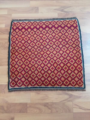 Alfombra antigua de piso a cuadros, alfombra geométrica hecha a mano, alfombra decorativa de lana natural Foto 1 de 4