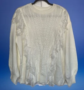 Morgan Taylor weißer Fransenpullover neu mit Etikett 1X - Bild 1 von 8
