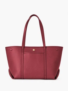Harper Pebble Leather Tote at Talbots, NWT $169, color PORT WINE - Picture 1 of 6